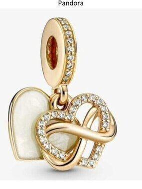 Sparkling Infinity Heart Dangle, Charm For Pandora Bracelet Necklace